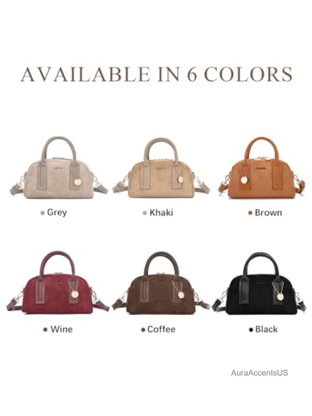 Small Suede Crossbody Bag with Top Handle & Adjustable Strap